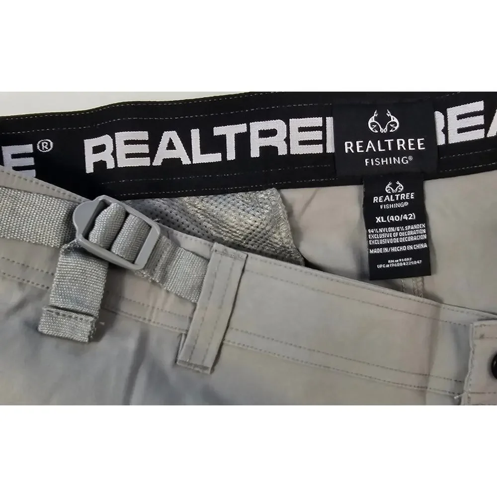 Realtree XL 40-42 grey cargo zip pocket quick dry performance cinch belt waist